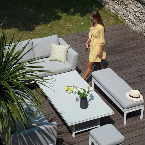Maze - Outdoor Fabric Pulse Left Handed Corner Dining Set with Rising Table - Lead Chine product image