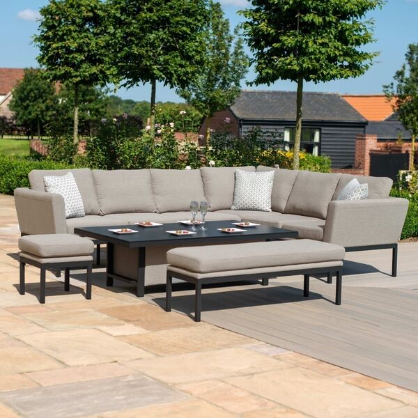 Maze - Outdoor Fabric Pulse Left Handed Corner Dining Set with Rising Table - Taupe product image