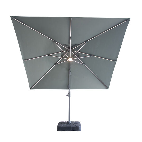 Maze - Apollo Solar LED 3m x 3m Square Rotating Cantilever Parasol with Base - Oil Green product image
