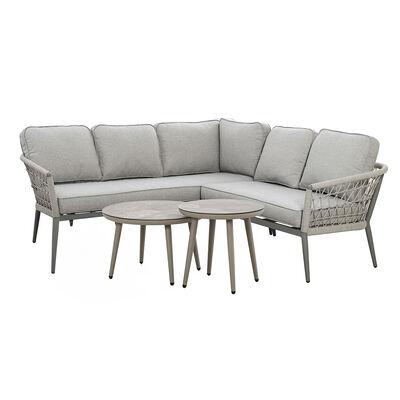 Maze - Monaco Rope Weave Small Corner with Pair of Round Coffee Tables - Cool Linen product image