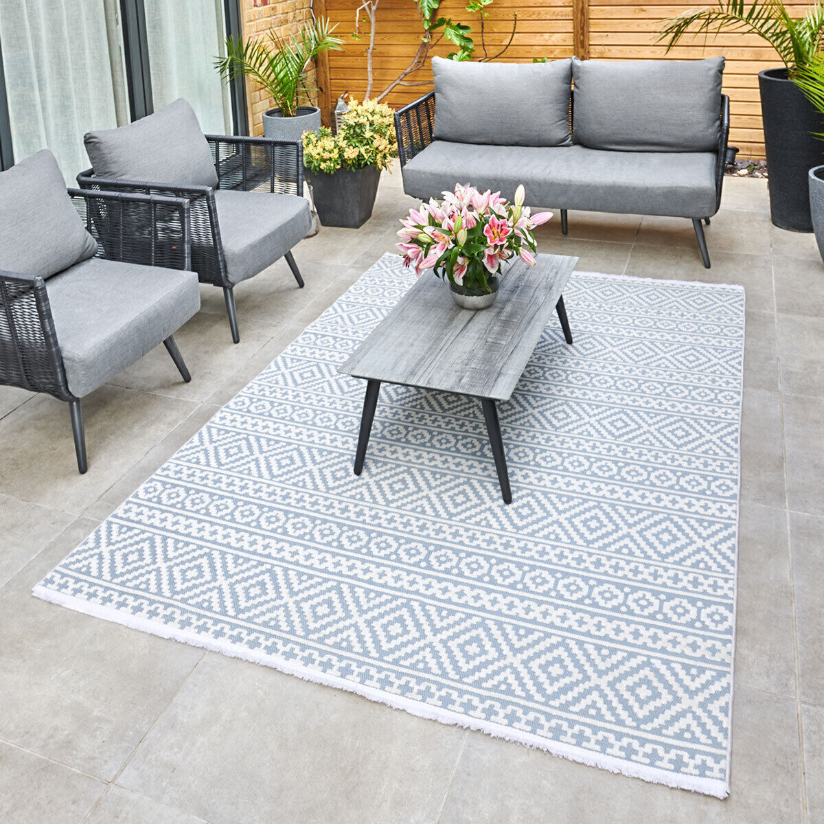 Jazz - Geometric Grey Indoor and Outdoor Rug - 290cm x 190cm | Maze Living