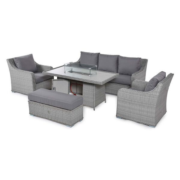 Maze - Ascot 3 Seat Rattan Sofa Dining Set with Fire Pit Table & Weatherproof Cushions product image