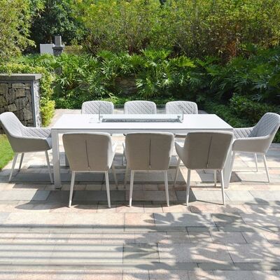 Maze - Outdoor Fabric Zest 8 Seat Rectangular Dining Set with Fire Pit Table - Lead Chine product image