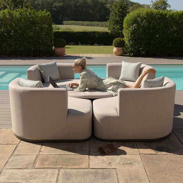 Maze - Outdoor Fabric Snug Lifestyle Suite with Rising Table - Oatmeal product image