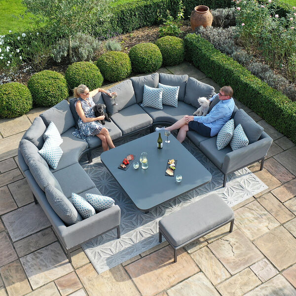 Maze - Outdoor Fabric Pulse U Shape Corner Dining Set with Rising Table - Flanelle product image