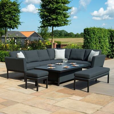 Maze - Outdoor Fabric Pulse Left Handed Corner Dining Set with Rising Table - Charcoal product image