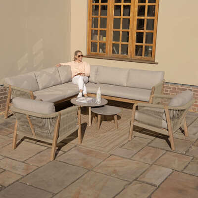 Maze - Martinique Rope Weave Corner Sofa Set with 2 Lounge Armchairs & 2 Round Coffee Tables product image