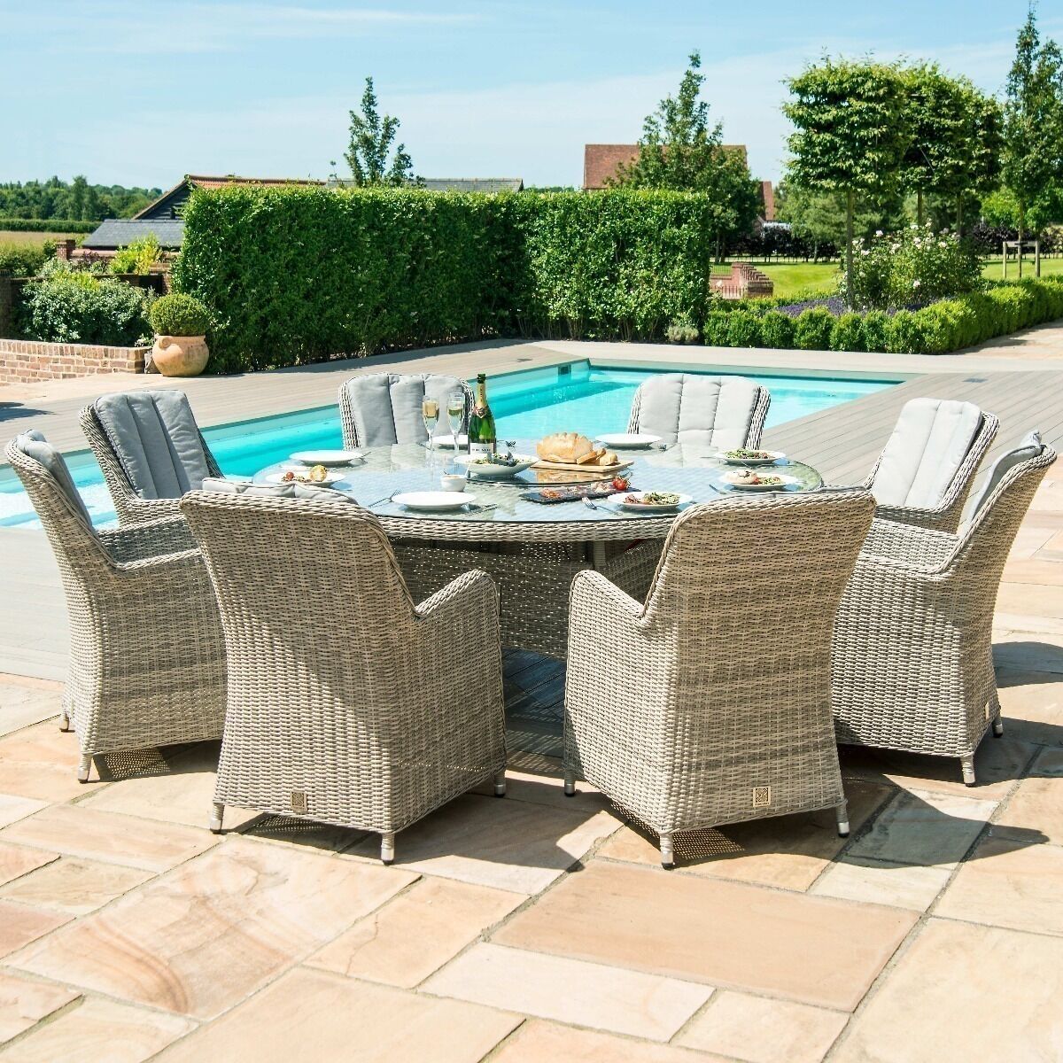 Maze - Oxford Venice 8 Seat Round Rattan Fire Pit Dining Set with Lazy Susan product image