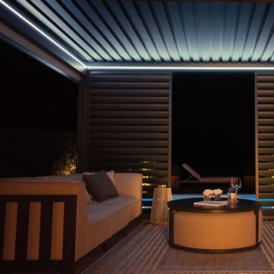 Maze - Eden 3m x 4m Aluminium Metal Outdoor Garden Pergola with LED Lights & Motorised Roof (Customise with Blinds or Louvres) product image