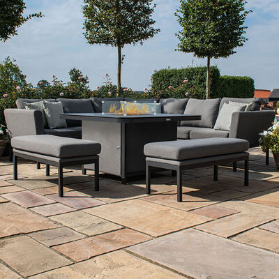 Maze - Outdoor Fabric Pulse Deluxe Square Corner Dining Set with Firepit Table - Flanelle product image
