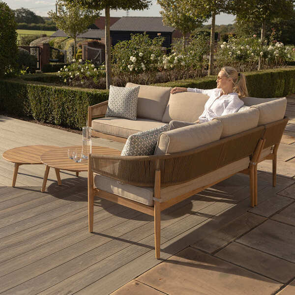 Maze - Porto Rope Weave Corner Sofa Set with Pair of Round Coffee Tables product image