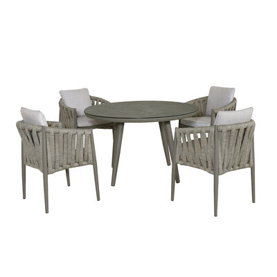 Maze - Milan Rope Weave 4 Seat Round Dining Set with Lazy Susan - Cool Linen product image