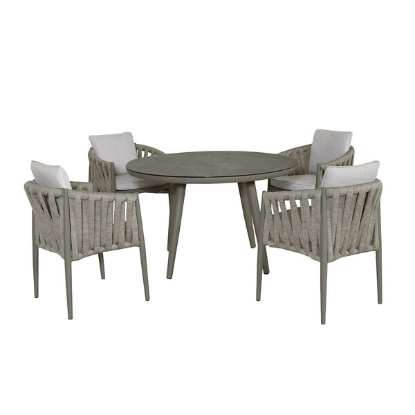 Maze - Milan Rope Weave 4 Seat Round Dining Set with Lazy Susan - Cool Linen product image