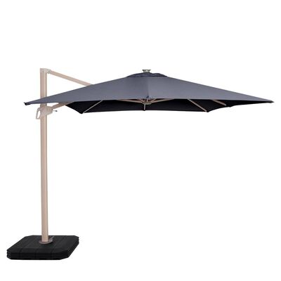 Maze - Atlas 2.4m x 3.3m Rectangular Wood Effect Rotating Cantilever Parasol With LED Lights - Grey product image
