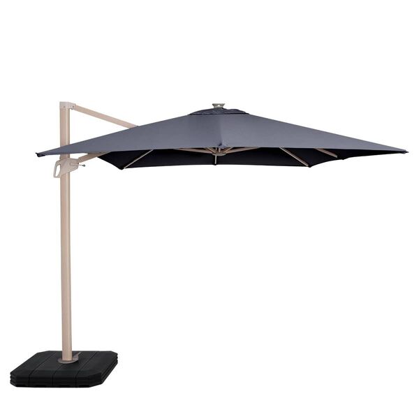 Maze - Atlas 2.4m x 3.3m Rectangular Wood Effect Rotating Cantilever Parasol With LED Lights - Grey product image