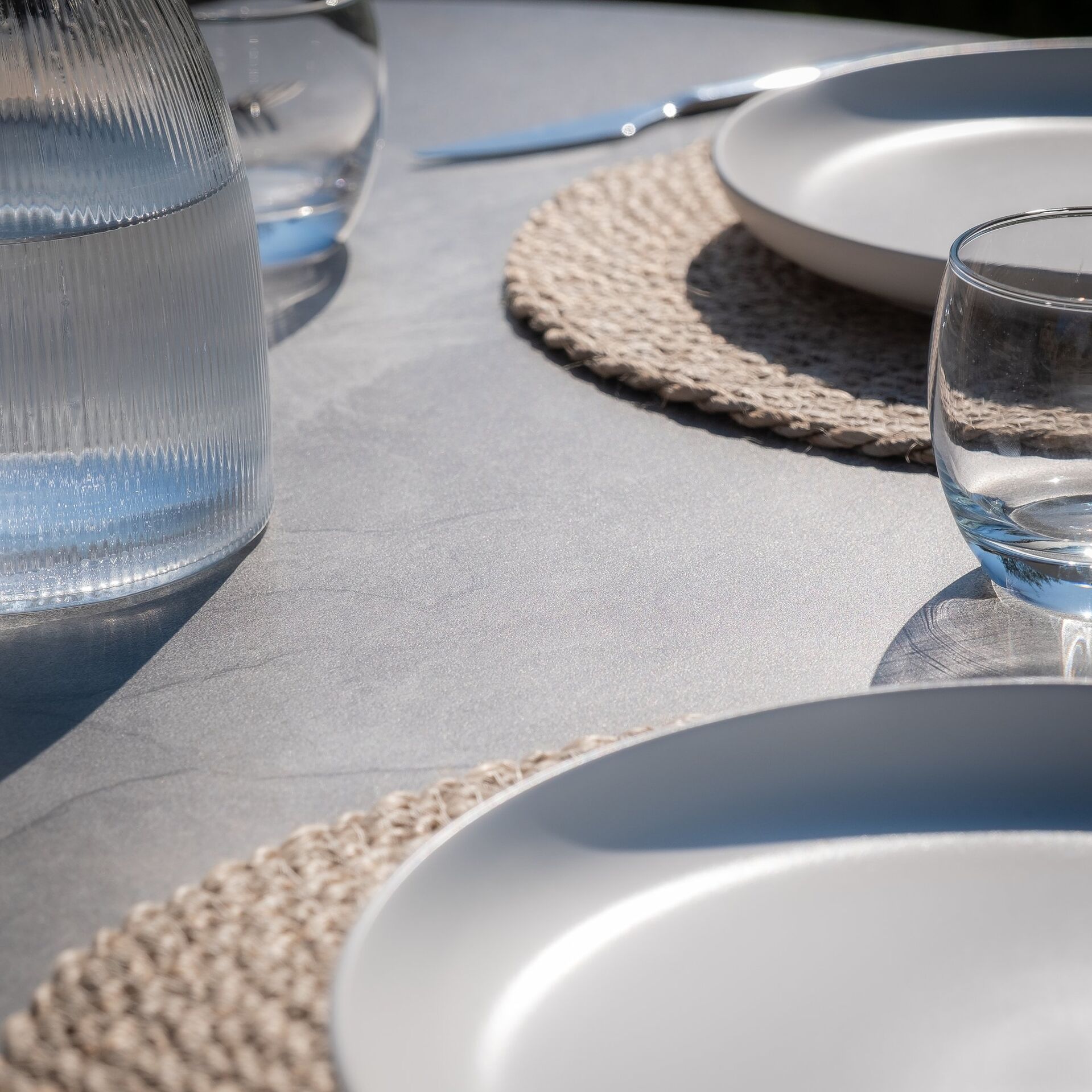 Maze - Milan Rope Weave 4 Seat Round Dining Set with Lazy Susan - Cool Linen product image