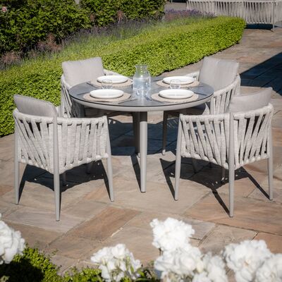 Maze - Milan Rope Weave 4 Seat Round Dining Set with Lazy Susan - Cool Linen product image