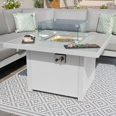 Maze - Amalfi Square Aluminium Corner Dining Set with Fire Pit Table & Footstools - White product image