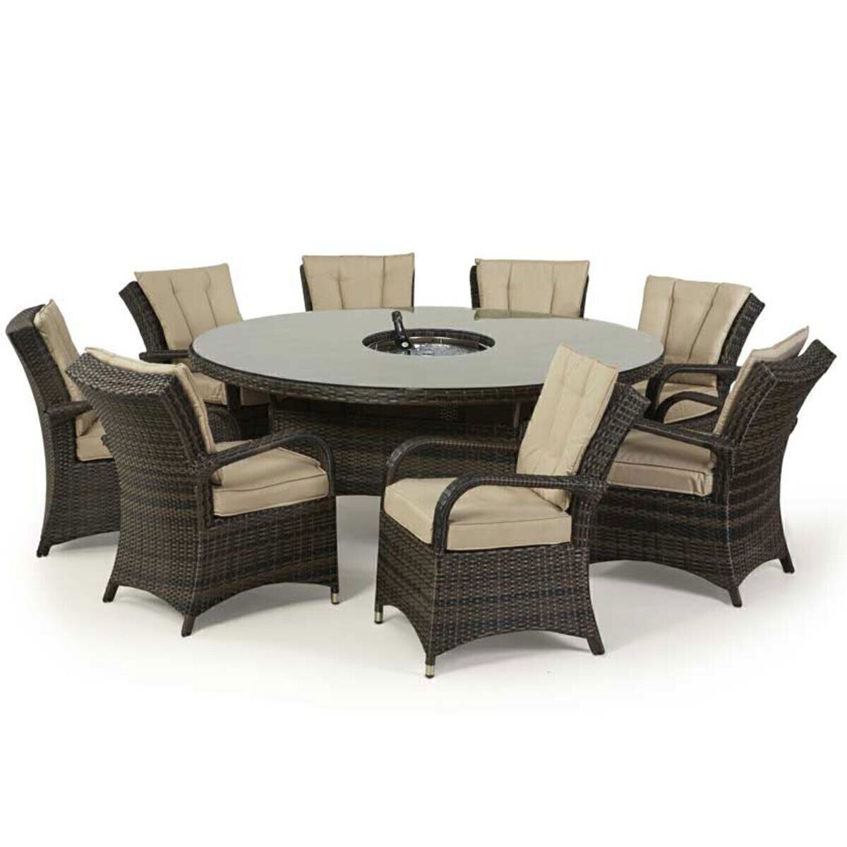 Maze - Texas 8 Seat Round Rattan Dining Set with Ice Bucket & Lazy Susan - Brown product image
