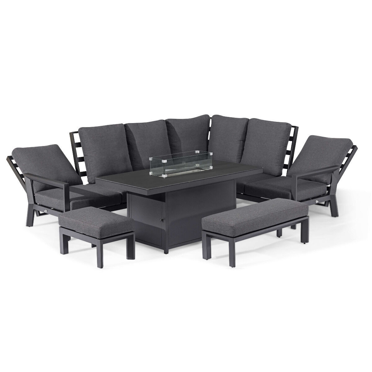 Maze - Manhattan Reclining Aluminium Corner Dining Set with Fire Pit Table product image