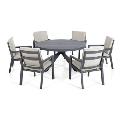 Maze - New York 6 Seat Round Aluminium - Dining Set - Dove Grey product image