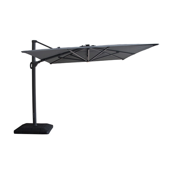 Maze - Aramis Solar LED 3m x 4m Rectangular Rotating Cantilever Parasol with Base - Charcoal Grey product image