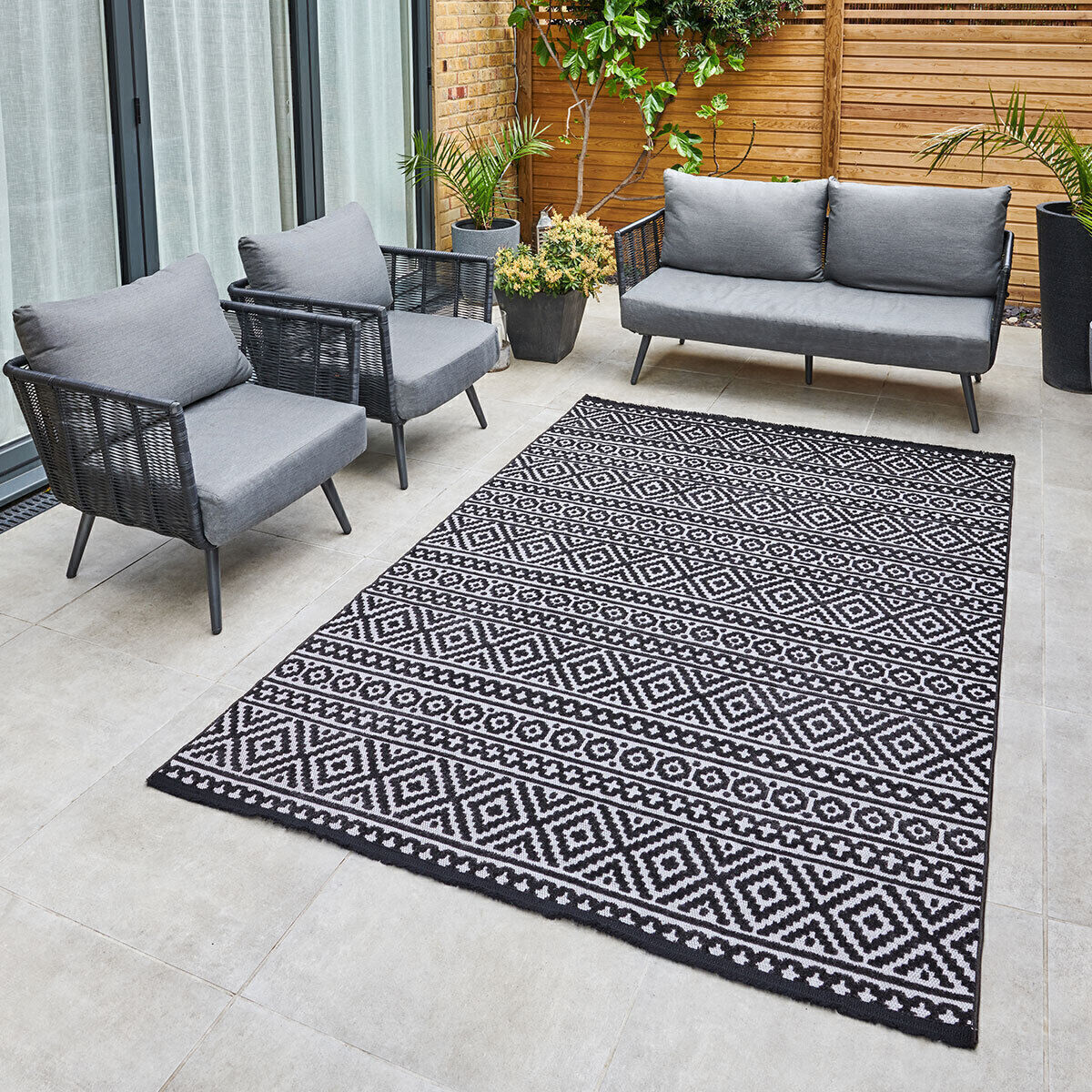 Jazz - Aztec Amber Indoor and Outdoor Rug - 290cm x 190cm | Maze Living