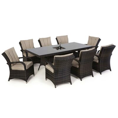 Maze - Texas 8 Seat Rectangular Rattan Dining Set with Ice Bucket - Brown product image