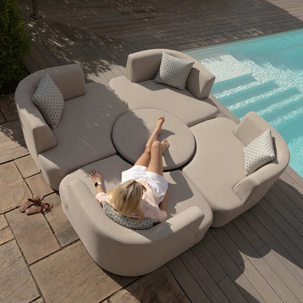 Maze - Outdoor Fabric Snug Lifestyle Suite with Rising Table - Oatmeal product image