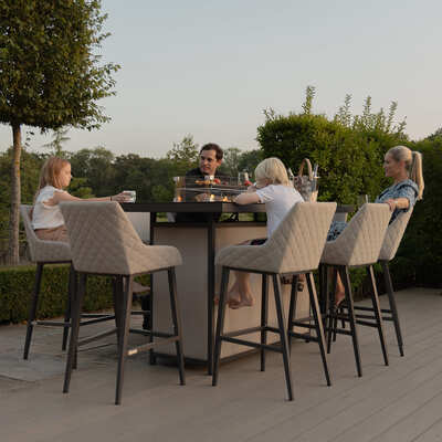Maze - Outdoor Fabric Regal 8 Seat Rectangular Bar Set with Fire Pit Table product image