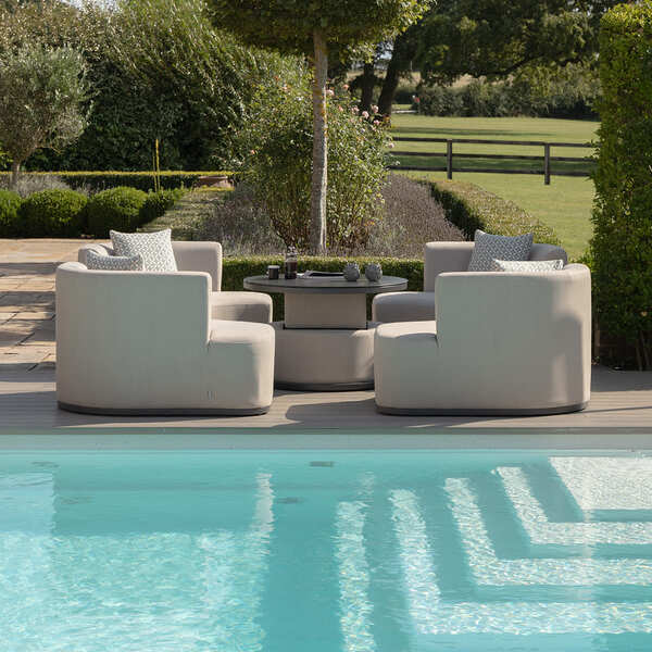 Maze - Outdoor Fabric Snug Lifestyle Suite with Rising Table - Oatmeal product image