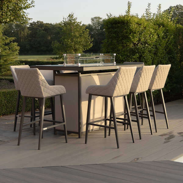Maze - Outdoor Fabric Regal 8 Seat Rectangular Bar Set with Fire Pit Table product image