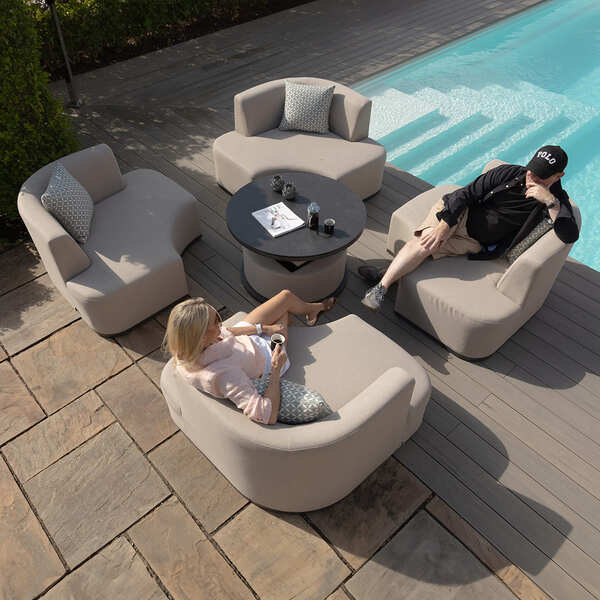 Maze - Outdoor Fabric Snug Lifestyle Suite with Rising Table - Oatmeal product image