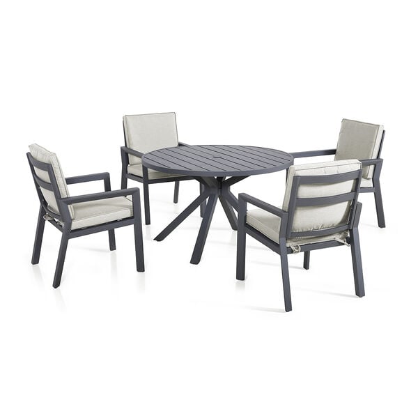 Maze - New York 4 Seat Round Aluminium Dining Set - Dove Grey product image