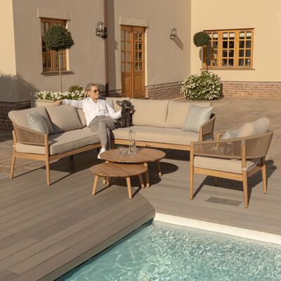 Maze - Porto Rope Weave Corner Sofa Set with Pair of Round Coffee Tables & Armchair product image