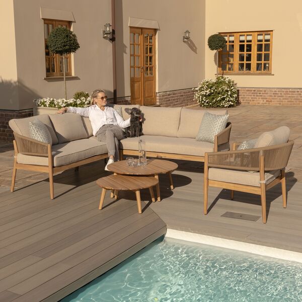 Maze - Porto Rope Weave Corner Sofa Set with Pair of Round Coffee Tables & Armchair product image