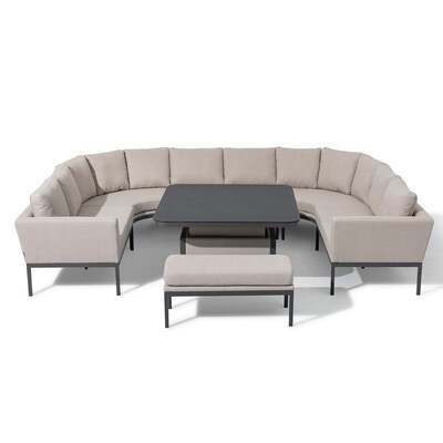 Maze - Outdoor Fabric Pulse U Shape Corner Dining Set with Rising Table - Oatmeal product image