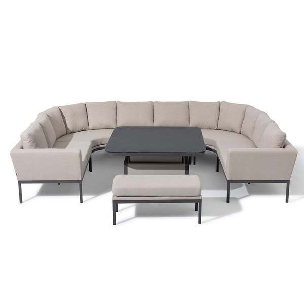 Maze - Outdoor Fabric Pulse U Shape Corner Dining Set with Rising Table - Oatmeal product image