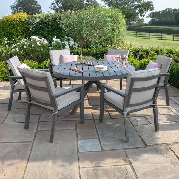 Maze - New York 6 Seat Round Aluminium - Dining Set - Dove Grey product image