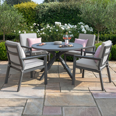 Maze - New York 4 Seat Round Aluminium Dining Set - Dove Grey product image