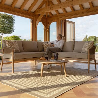 Maze - Porto Rope Weave Corner Sofa Set with Pair of Round Coffee Tables product image