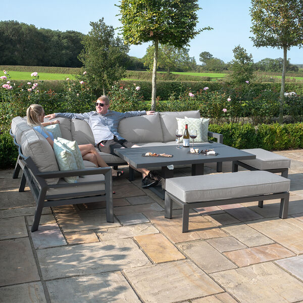 Maze - New York Aluminium Corner Dining Set with Rising Table - Dove Grey product image