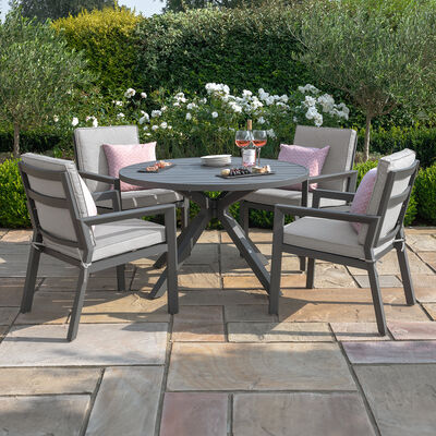 Maze - New York 4 Seat Round Aluminium Dining Set - Dove Grey product image