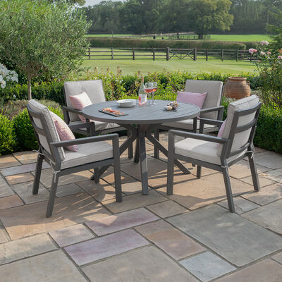 Maze - New York 4 Seat Round Aluminium Dining Set - Dove Grey product image