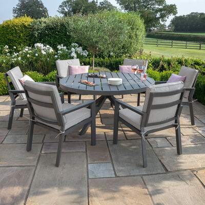 Maze - New York 6 Seat Round Aluminium - Dining Set - Dove Grey product image