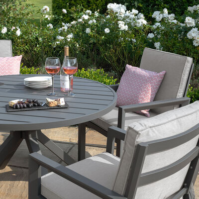 Maze - New York 4 Seat Round Aluminium Dining Set - Dove Grey product image