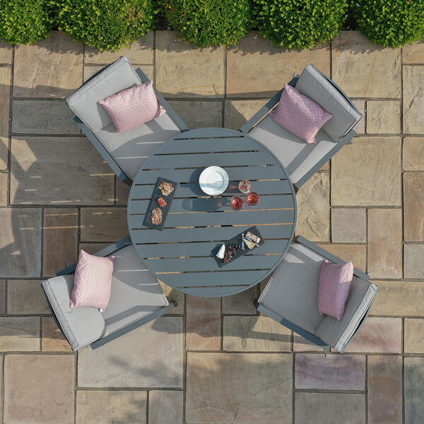 Maze - New York 4 Seat Round Aluminium Dining Set - Dove Grey product image