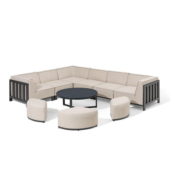 Maze - Outdoor Fabric Ibiza Medium Corner Sofa Set with Round Coffee Table & 3 Footstools - Oatmeal product image