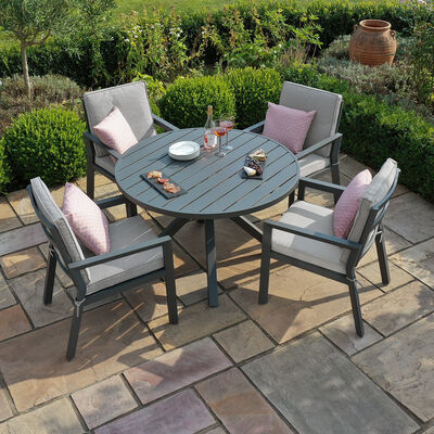 Maze - New York 4 Seat Round Aluminium Dining Set - Dove Grey product image
