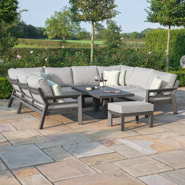 Maze - New York U-Shaped Aluminium Sofa Set with Rising Table - Dove Grey product image